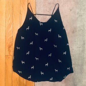 Loft Zebra Printed Black Tank Top
